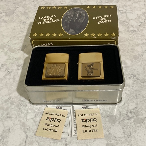 Zippo lighters Korean War Veterans vintage collectors set in tin - Picture 2 of 13